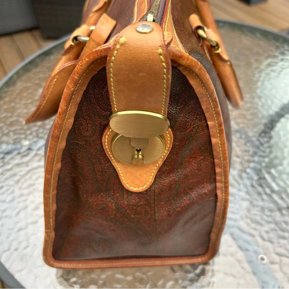 Vintage (1993) Etro Weekender Boston Travel Bag EUC Classic Paisley Key Inc.